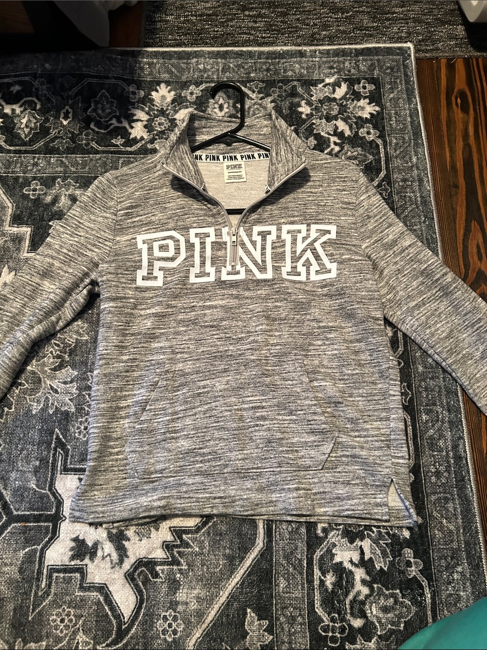 PINK Victoria's Secret Gray Quarter-Zip Pullover Sweatshirt